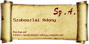 Szoboszlai Adony névjegykártya